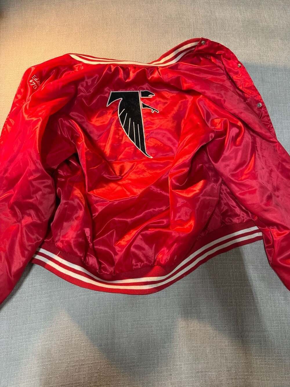 Vintage Atlanta Falcons Chalk Line Satin Snap Jacket with Personalized Embroider